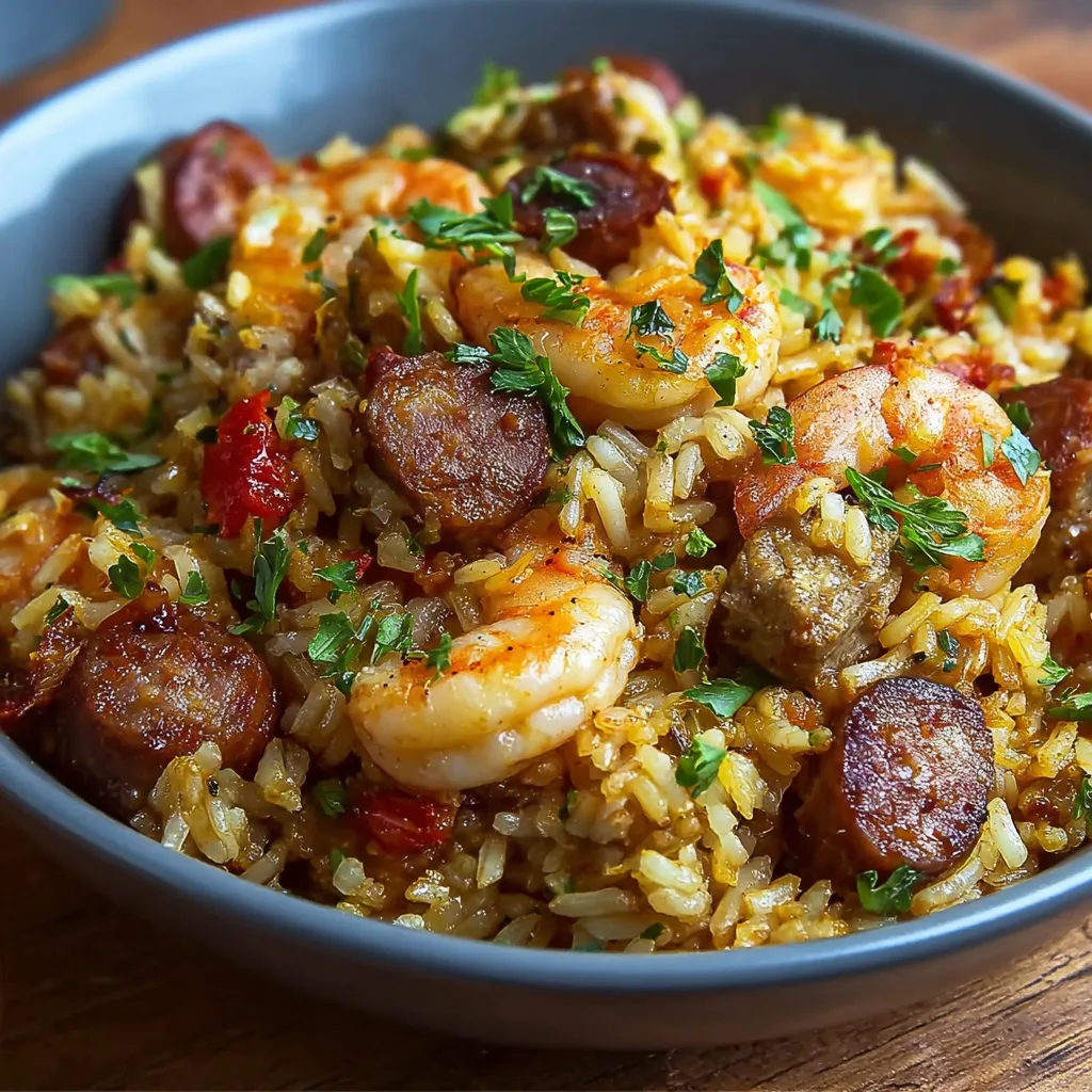 Savor Southern Comfort with Shrimp Sausage Dirty Rice!