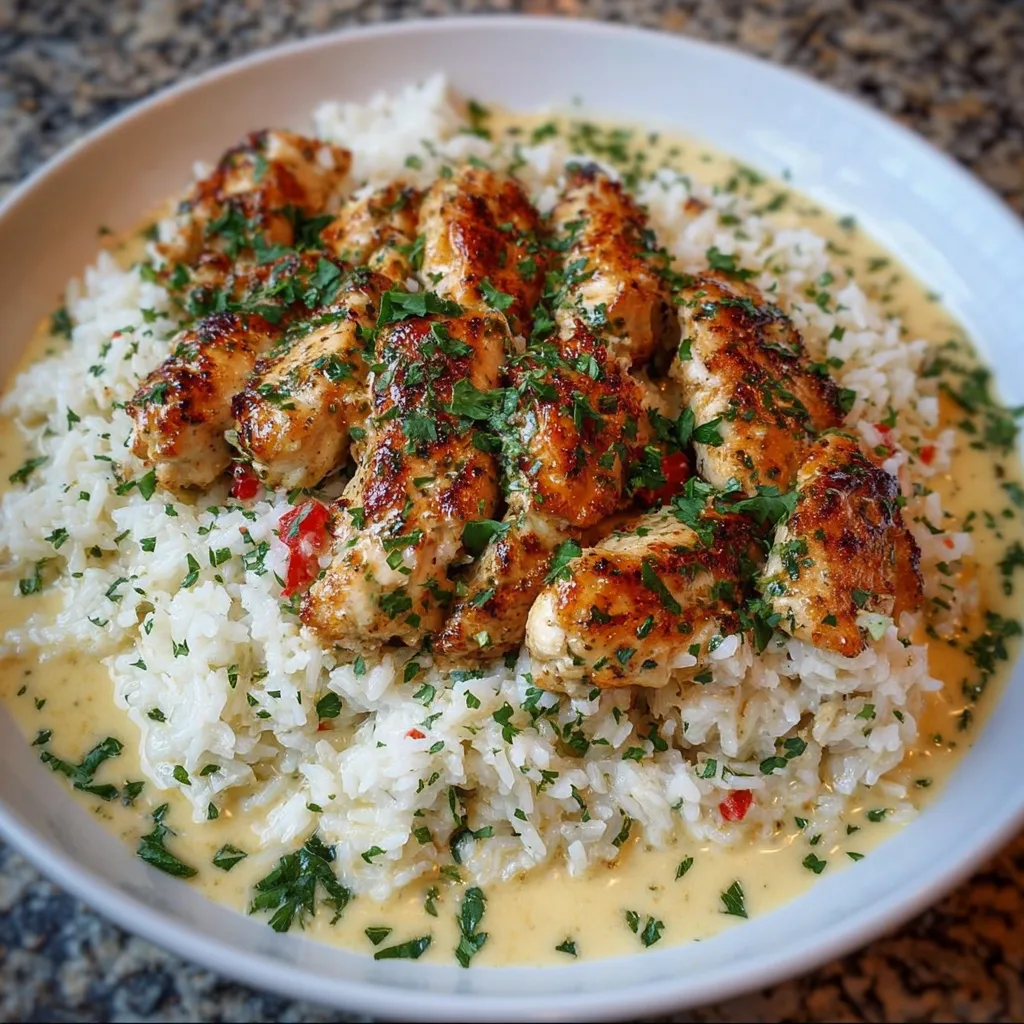Chicken Scampi with Creamy Garlic Parmesan Rice