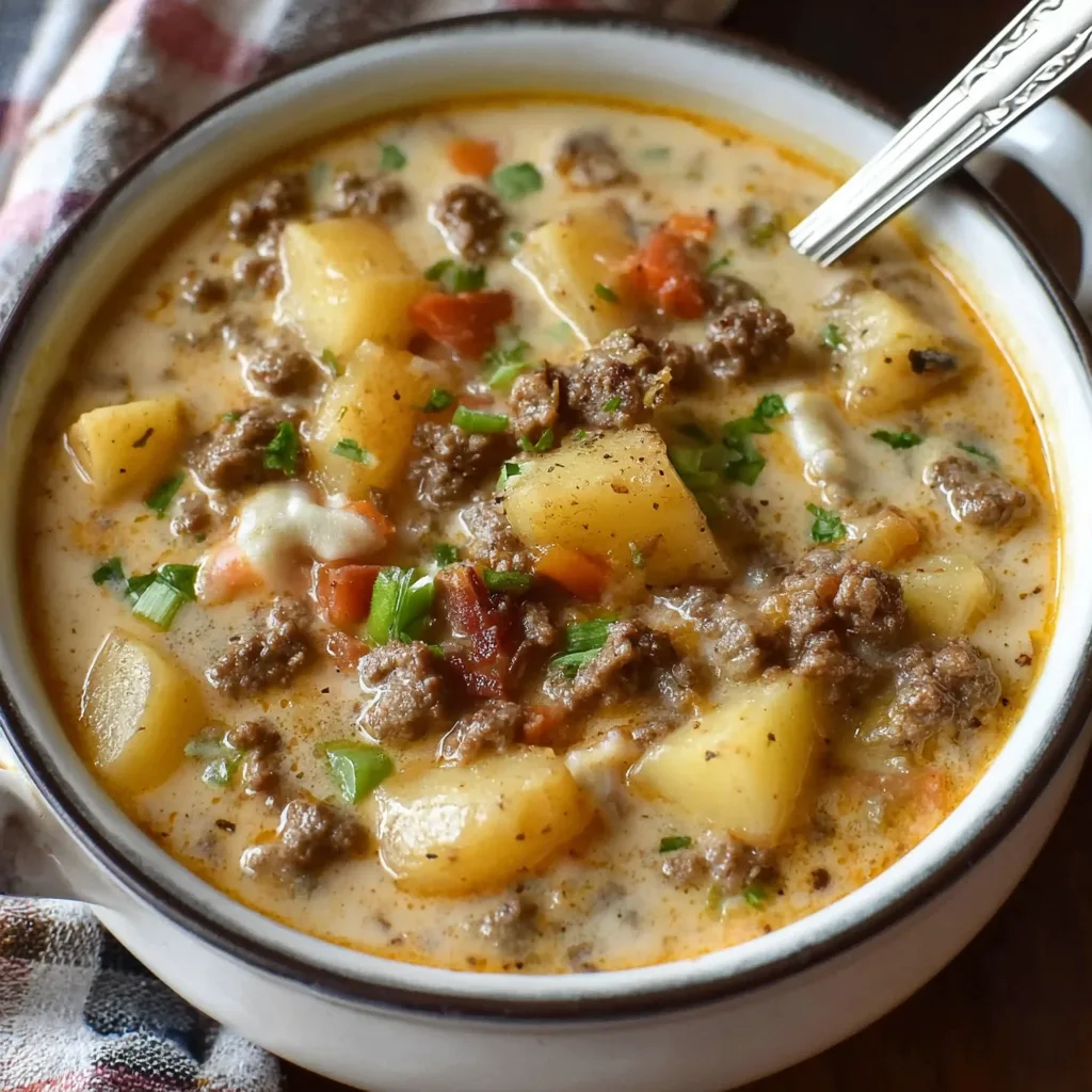 Crockpot Creamy Potato & Hamburger Soup