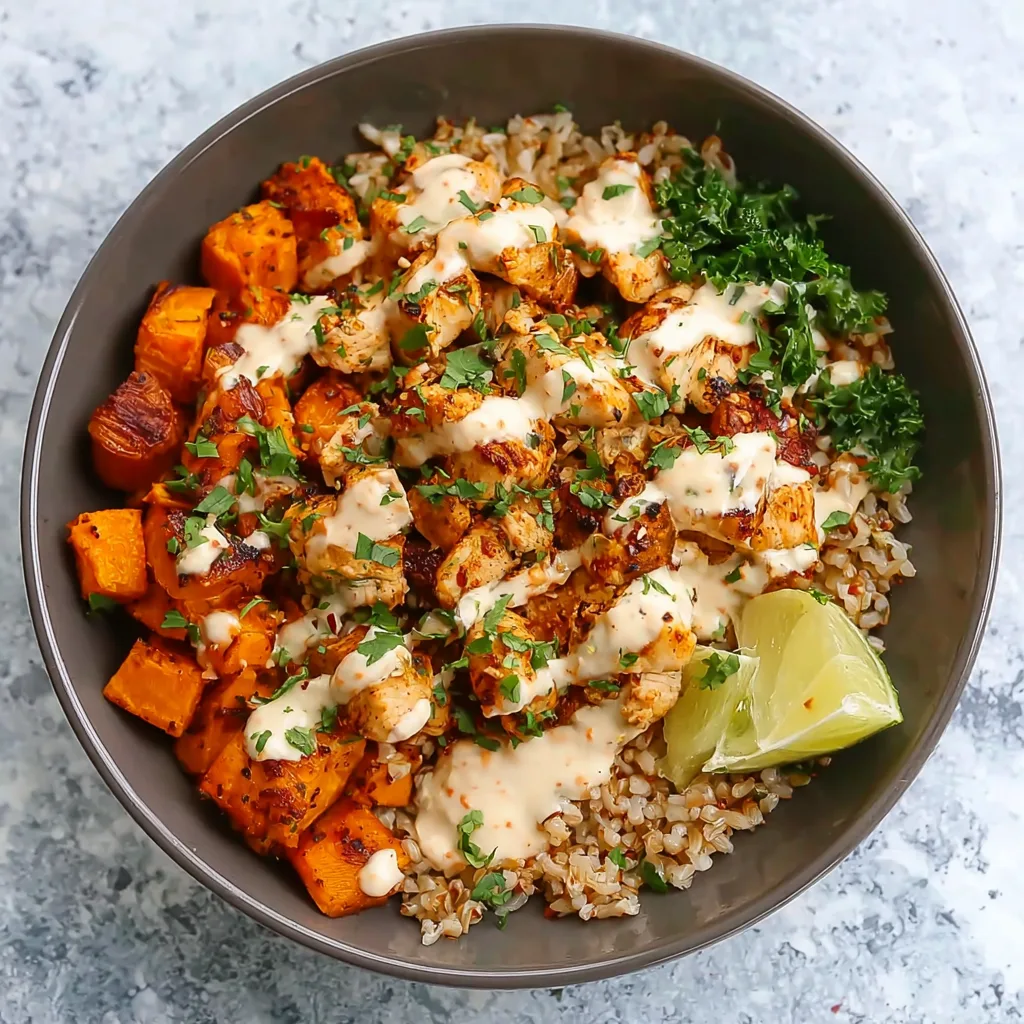 Healthy Chicken Sweet Potato Rice Bowl Recipe