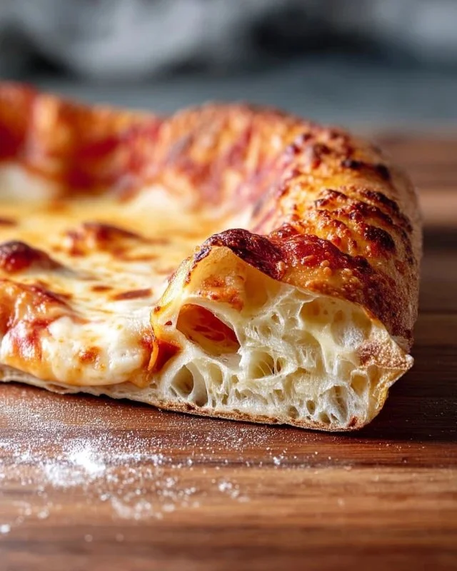 Artisan pizza dough showcasing a crispy, chewy, and bubbly crust.
