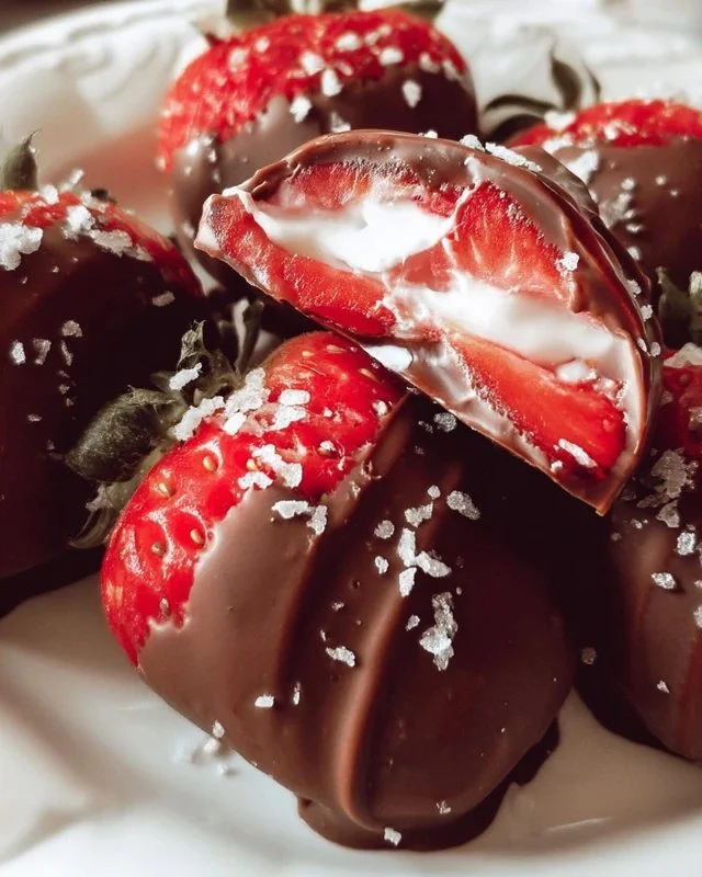 Chocolate covered strawberry yogurt bites on a plate, perfect sweet snack.