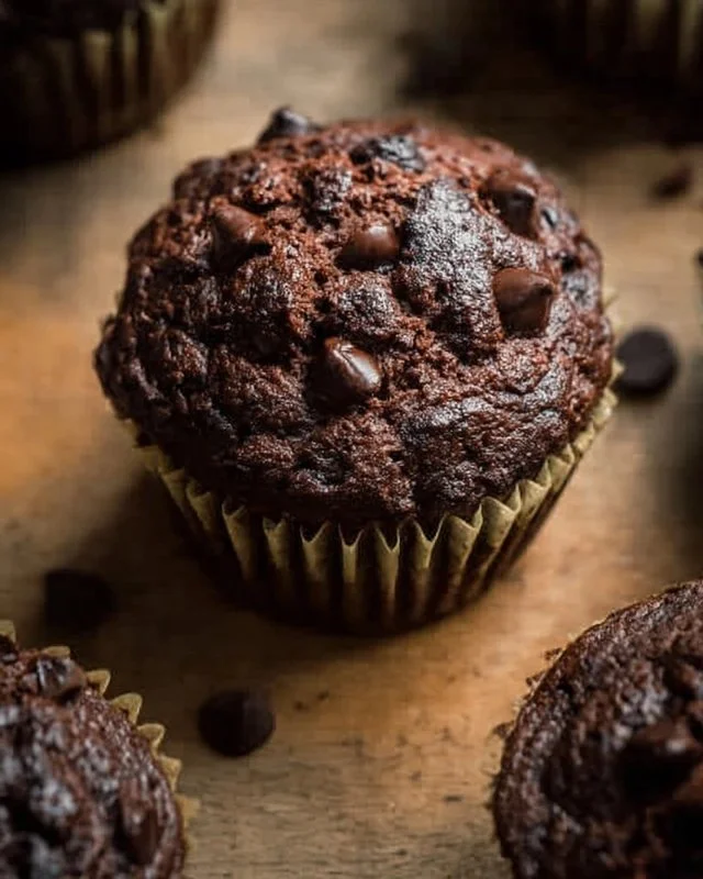 Chocolate spinach muffins with rich chocolate flavor and healthy green spinach