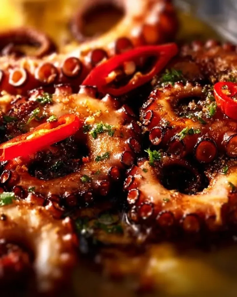 Crispy marinated baby octopus served with fresh herbs and spices