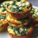 Healthy spinach and feta egg muffins served on a plate