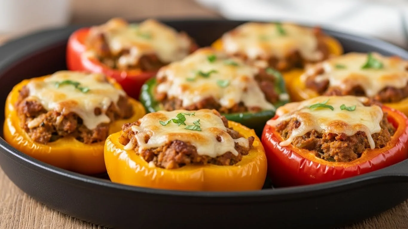 Healthy Stuffed Peppers filled with colorful vegetables and lean protein