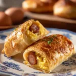 Delicious sausage egg breakfast roll-ups served on a plate