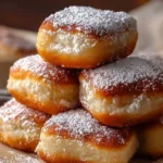 Plate of delicious Vanilla French Beignets dusted with powdered sugar