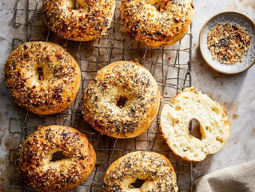 Baked Protein Bagels with Cottage Cheese