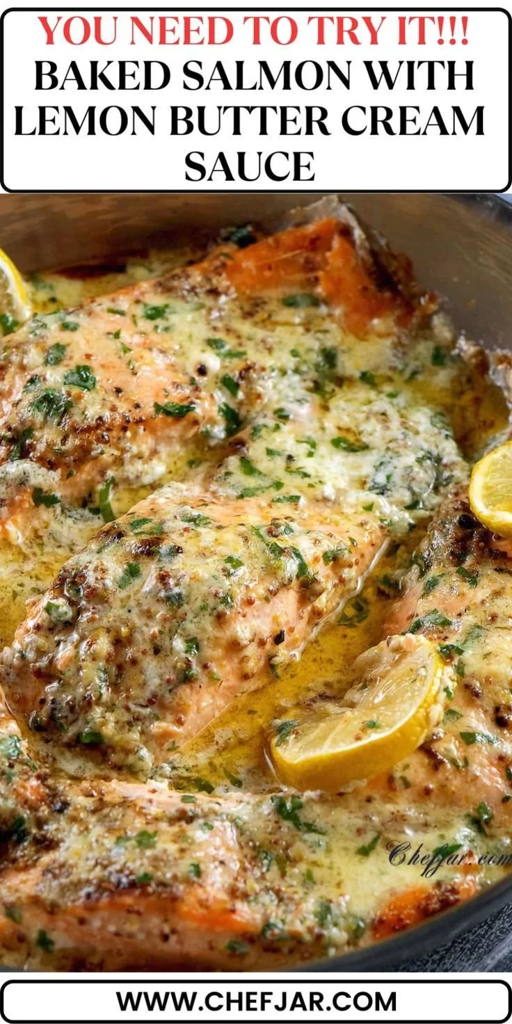 Baked Salmon with Lemon Butter Cream Sauce