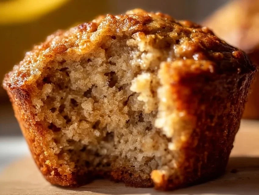 Delicious banana oatmeal muffins on a cooling rack