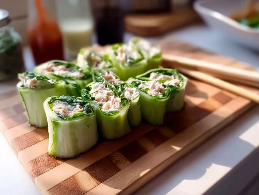 Buffalo Chicken Cucumber Rolls