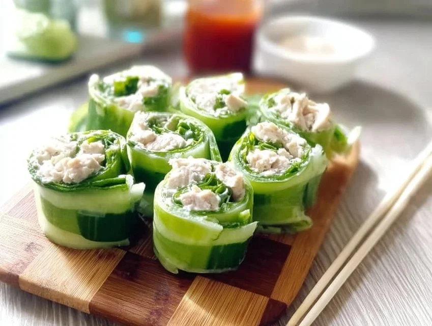 Buffalo Chicken Cucumber Rolls
