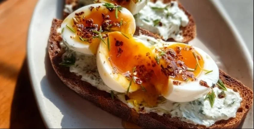 Creamy Herbed Yogurt and Soft-Cooked Eggs