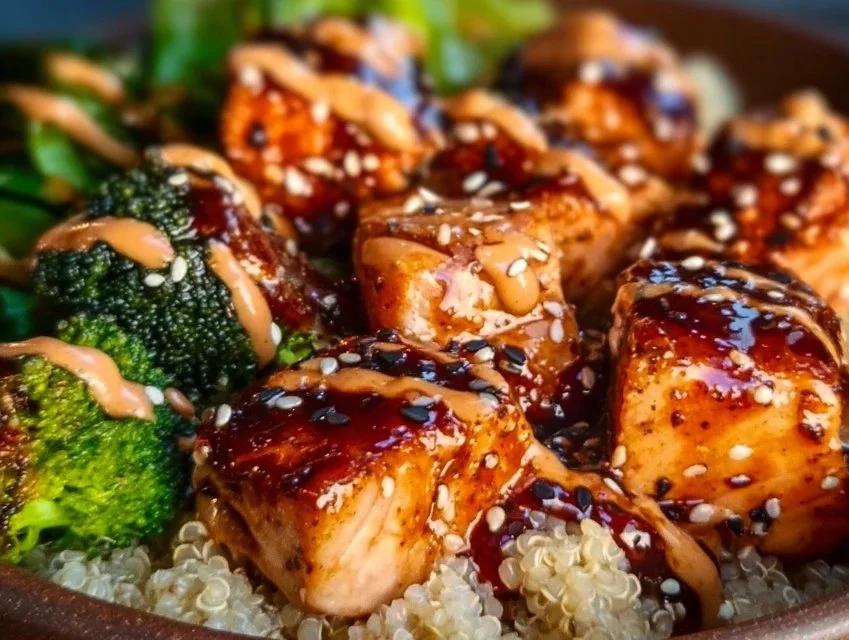 Crispy Bang Bang Salmon Bites Bowls