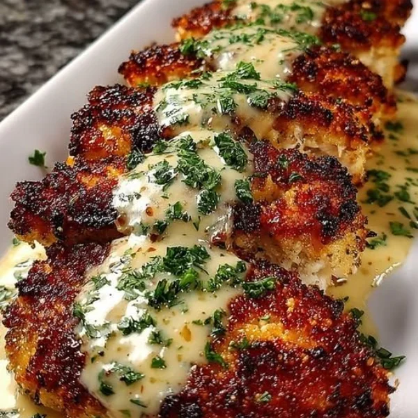 Crispy Parmesan Chicken with Garlic Sauce