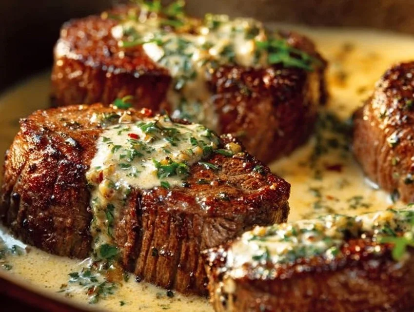 Garlic Butter Steak with Parmesan Cream Sauce