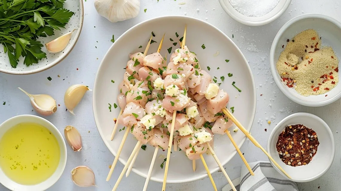 Garlic Parmesan Chicken Skewers