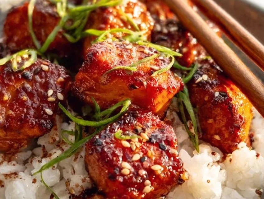 Honey Garlic Salmon Bites