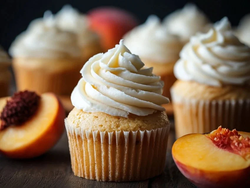 Honey Peach Cream Cheese Cupcakes
