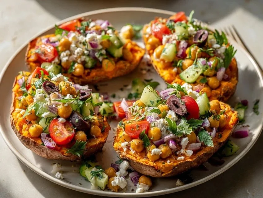Mediterranean Stuffed Sweet Potatoes
