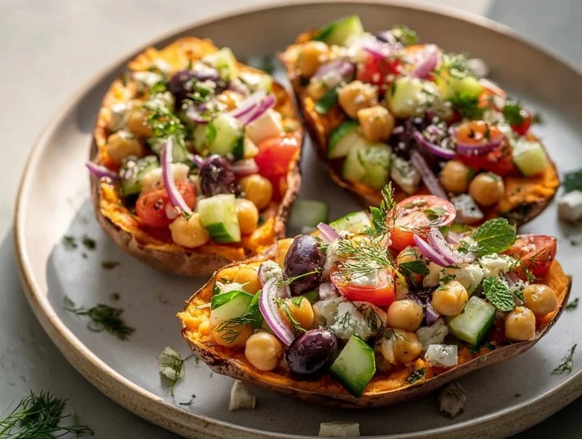 Mediterranean Stuffed Sweet Potatoes