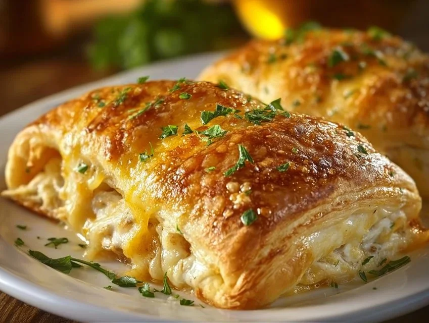 Melt-in-your-mouth cheesy chicken rolls made with crescent dough
