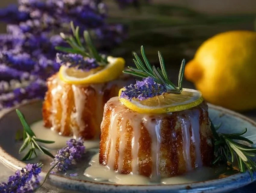 Mini Lemon Cakes with Lavender Glaze
