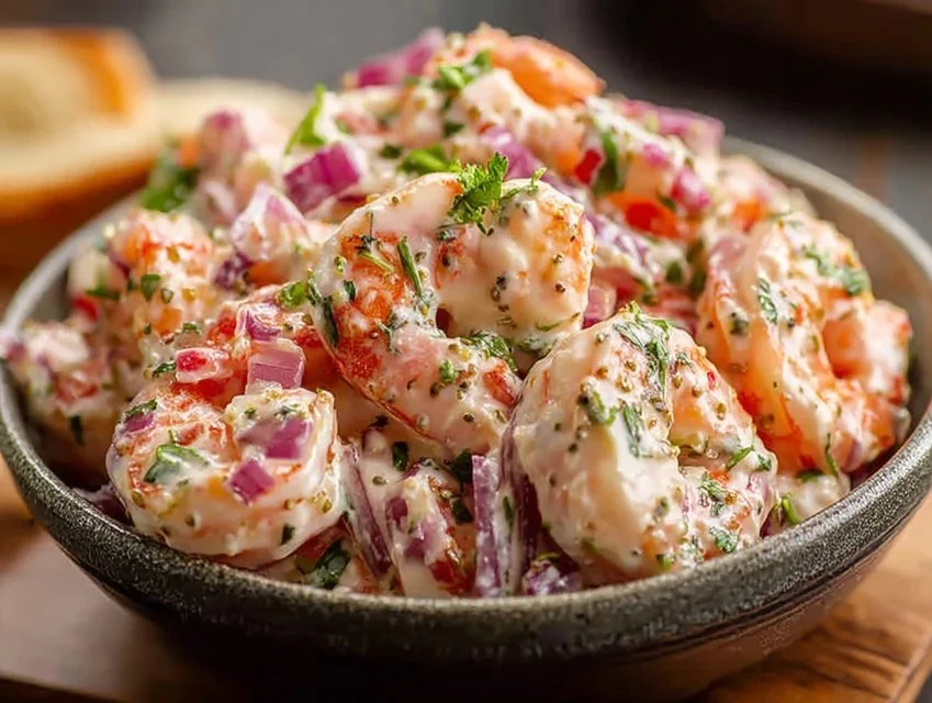 Delicious New York Deli Shrimp Salad with fresh ingredients and succulent shrimp