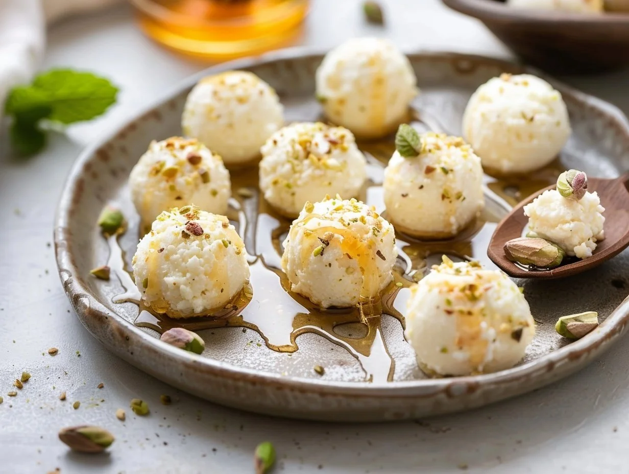 Ricotta Pistachio Honey Bites