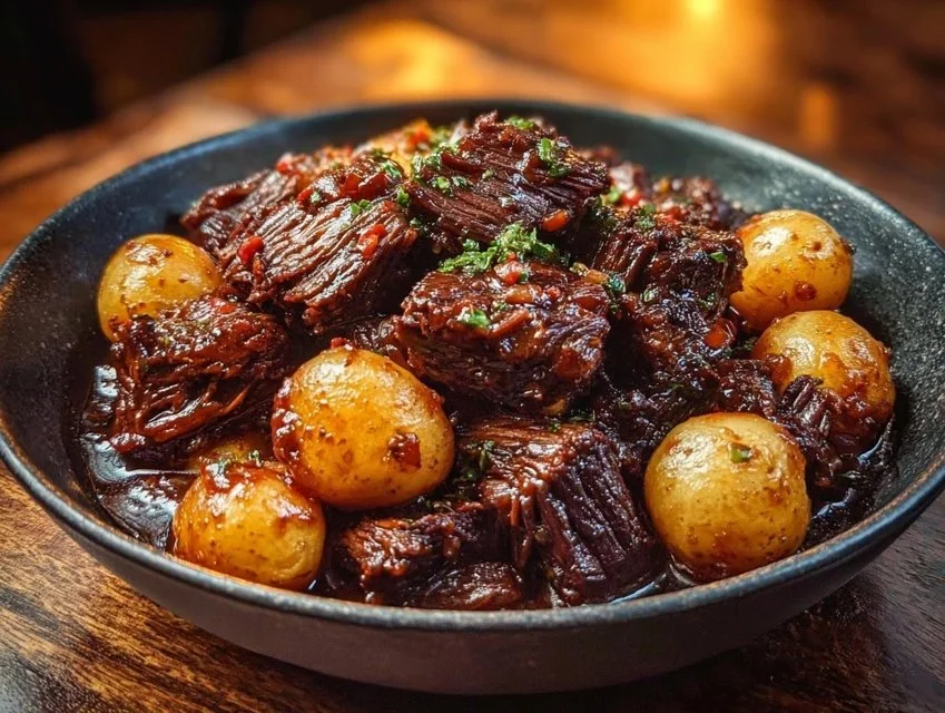 Slow Cooker Garlic Butter Beef with Potatoes