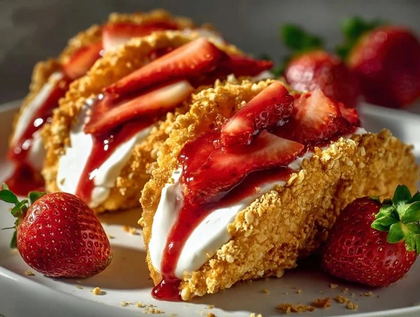 Strawberry Crunch Cheesecake Tacos