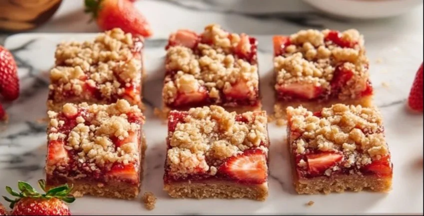 Strawberry Oatmeal Crumble Bars