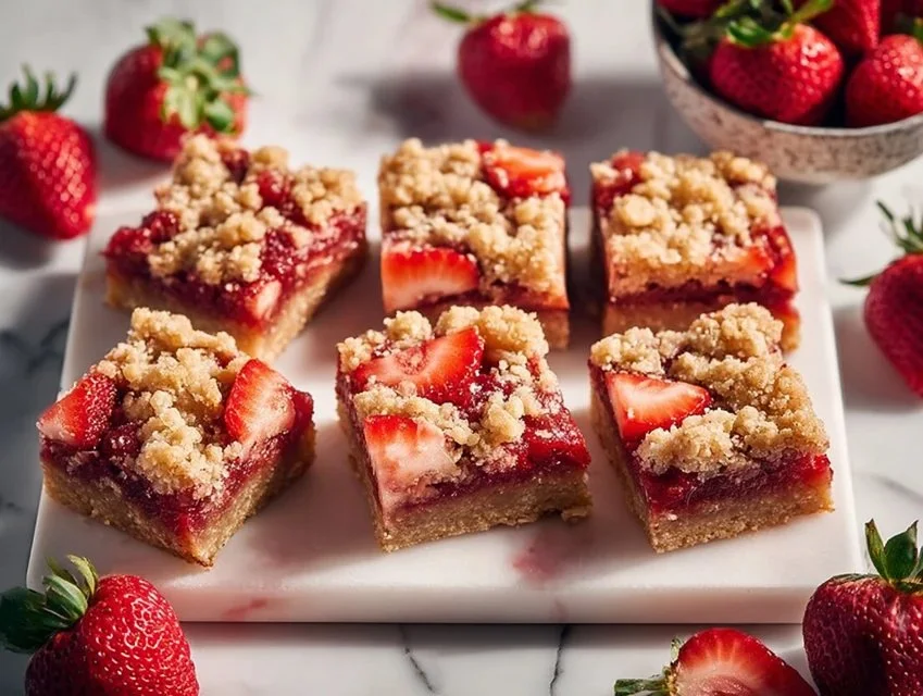 Strawberry Oatmeal Crumble Bars