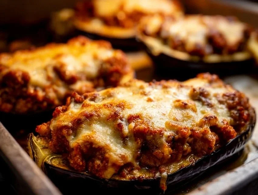 Stuffed Eggplant Boats with Sausage