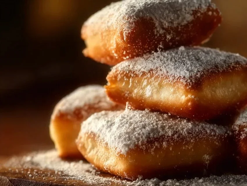 Delicious Vanilla French Beignets dusted with powdered sugar